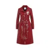 Courrèges Belted Tailored Coat With Glossy Finish In Red