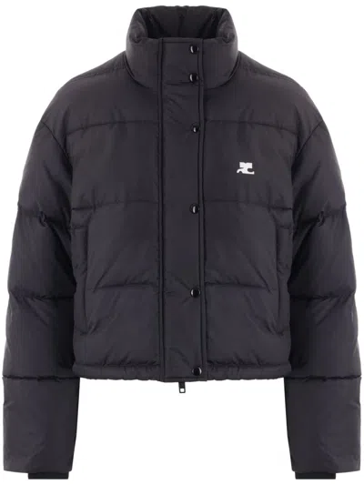 Courrèges Nylon Puffer Jacket In Black