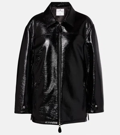 Courrèges Coated Cotton-blend Jacket In Black