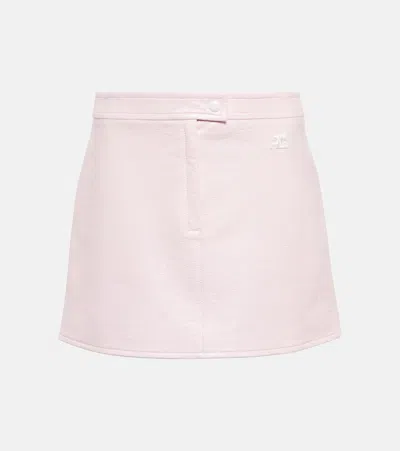 Courrèges Minirock Aus Beschichteter Baumwolle In Pale Pink