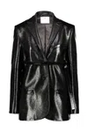 Courrèges Courreges Woman Blazer Black Size 4 Cotton, Polyurethane, Elastane In Black