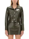 Courrèges Reedition Vinyl Short Jacket In Military Green