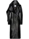 Courrèges Slim Cut Cotton Blend Coat With Patent Finish In Black