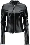 Courrèges Black Cotton Jacket With High Collar And Zip In Black