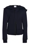 Courrèges Cocoon Bonded Crepe Jersey Jacket In Navy