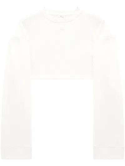 Courrèges Cocoon Fleece Cropped Sweater Women Withe In Cotton In White