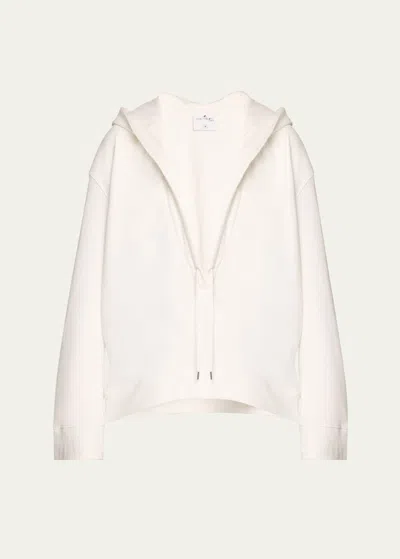 Courrèges Cocoon Fleece V-neck Hoodie In Heritage White