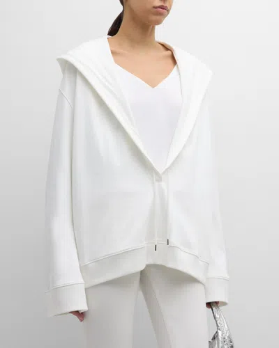 Courrèges Cocoon Fleece V-neck Hoodie In White