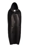 Courrèges Cocoon Hooded Leather Cloak In Black