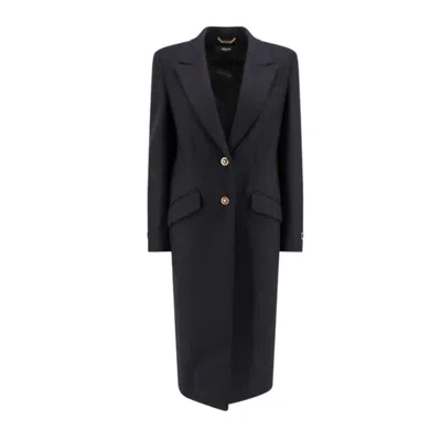 Courrèges Cocoon Wool Long Coat In Black