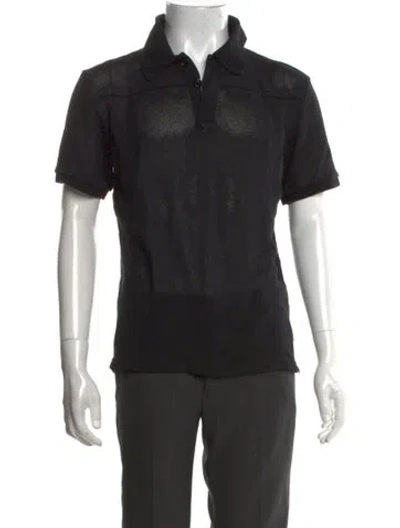Pre-owned Courrèges Collar Short Sleeve Polo Shirt In Black