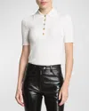 Courrèges Iconic Rib-knit Polo Shirt In Heritage White