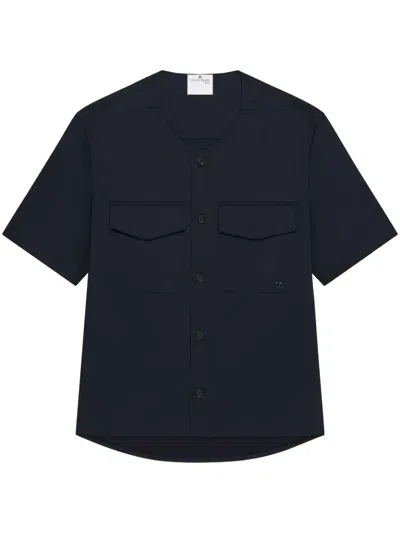 Courrèges Collarless Shirt In Blue