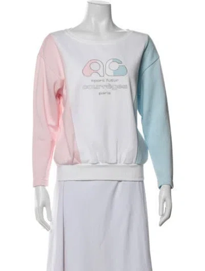 Pre-owned Courrèges Colorblock Pattern Crew Neck Sweater In Neutral