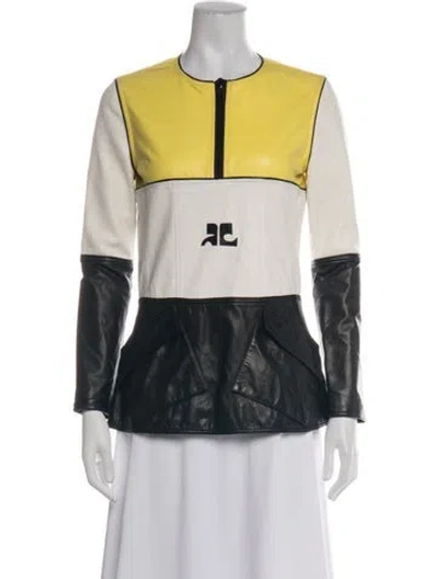 Pre-owned Courrèges Colorblock Pattern Crew Neck Top In Multicolor