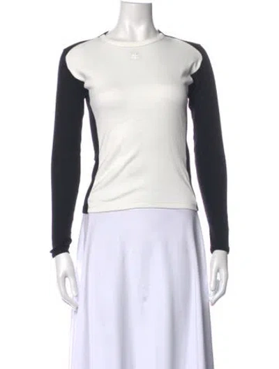Pre-owned Courrèges Colorblock Pattern Crew Neck Top W/ Tags In White