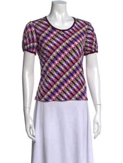Pre-owned Courrèges Colorblock Pattern Crew Neck T-shirt In Purple
