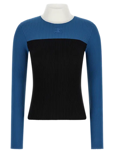 Courrèges Color-block Ribbed Knit Sweater In Multi