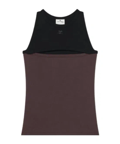 Courrèges Color-blocked Vest In Brown