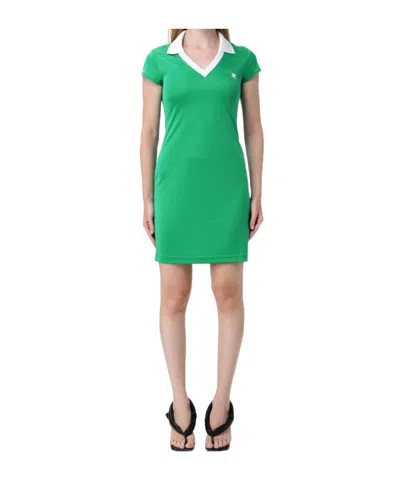 Courrèges Contrast Collar Polo Dress In Green