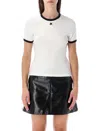 Courrèges Cotton T-shirt With Black Trim And Front Logo In Multi
