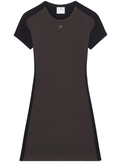 COURRÈGES CONTRAST-FRAME COTTON MINI DRESS