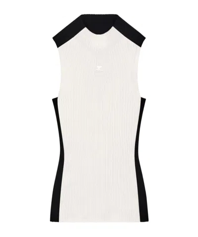 Courrèges Contrast Frame Ribbed Tank Top In White