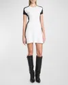 Courrèges Mini Contrast Frame Dress In Heritage Whiteblack