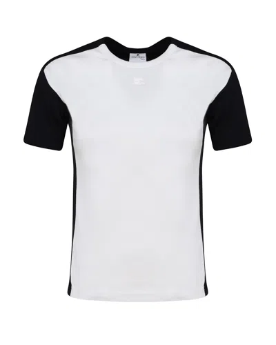 Courrèges Contrast Frame T-shirt In Cotton In Multi