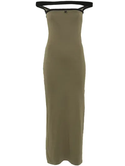 Courrèges Contrast Hyperbole Dress In Green