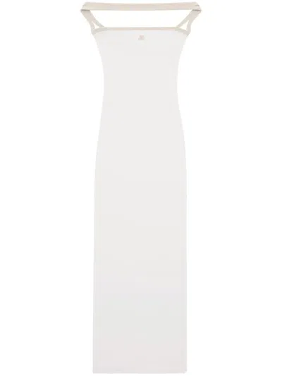 Courrèges Hyperbole Cotton Maxi Dress In B131 White Her/ Sand