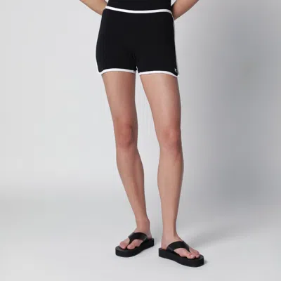 Courrèges Contrast Mini Jersey Shorts In Black Cotton