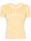 COURRÈGES CONTRAST PRINTED T-SHIRT WOMAN YWLLOW IN COTTON