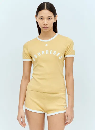 Courrèges Contrast Printed T-shirt In Yellow