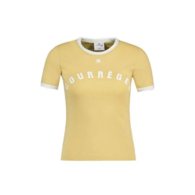 Courrèges Contrast Printed T-shirt In Yellow