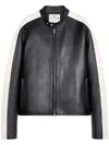 Courrèges Contrast Stripe-detail Leather Jacket In Black