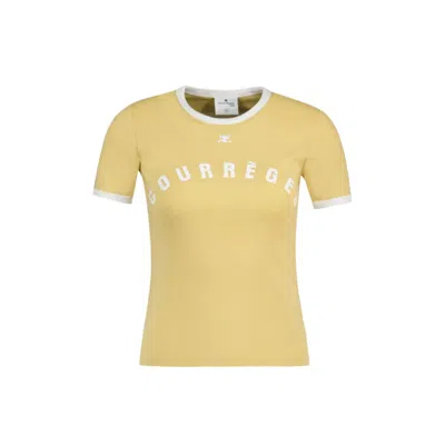 Courrèges Contrast T-shirt - Cotton - White In Brown