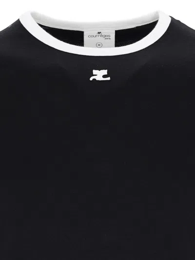 Courrèges Contrast T-shirt In Black Heritage White