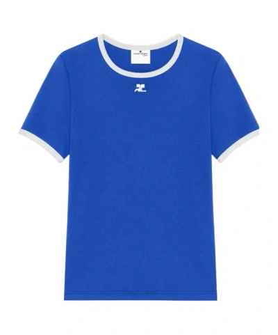 Courrèges Signature Contrast T-shirt In Blue