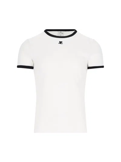 Courrèges Buckle Contrast T-shirt In White
