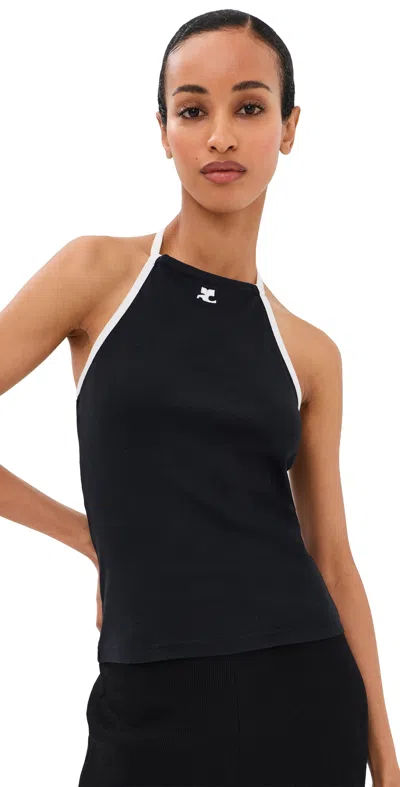 Courrèges Courreges Women Cotton Tank Top With Contrasting Laces In Black