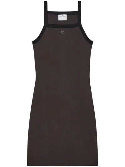 COURRÈGES CONTRAST-TRIM COTTON MINI DRESS