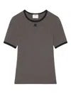 Courrèges Cotton T-shirt With Contrasting Trim In Gray