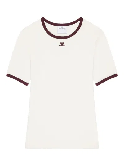 Courrèges Signature Logo Cotton T-shirt In White