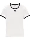 Courrèges Fitted White T-shirt With Contrasting Ribbed Trim In White