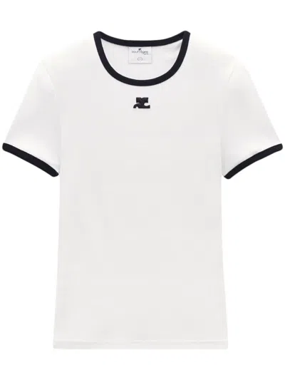 COURRÈGES CONTRAST-TRIM COTTON T-SHIRT