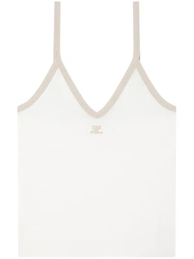 COURRÈGES CONTRAST-TRIM COTTON TANK TOP