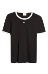 Courrèges Reedition Bumpy Contrast T-shirt In Black/heritage White