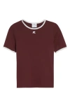 Courrèges Courreges Women Cotton T-shirt With Contrasting Trim In Brown