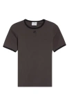 Courrèges Contrast Trim Logo T-shirt In Brown